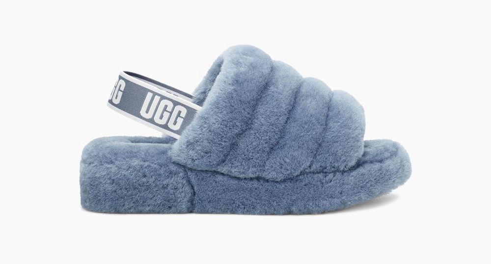 Ugg Fluff Yeah - Womens Slides - Blue - NZ (9742JSYBT)